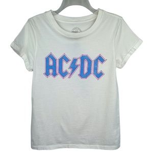 Project Karma AC/DC Lightening Bolt White Cotton T-Shirt Women's Sz Small